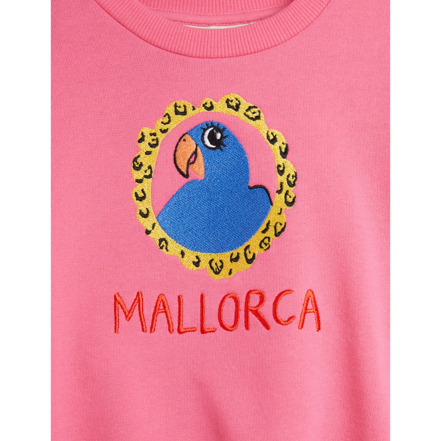 Mini Rodini Pink Parrot Embroidery Sweatshirt