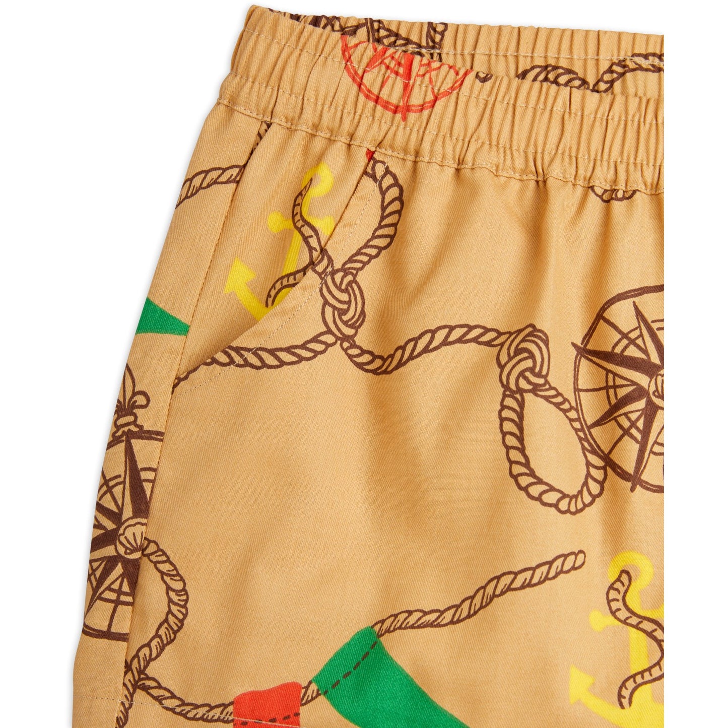 Mini Rodini Beige Nautical AOP Woven Shorts