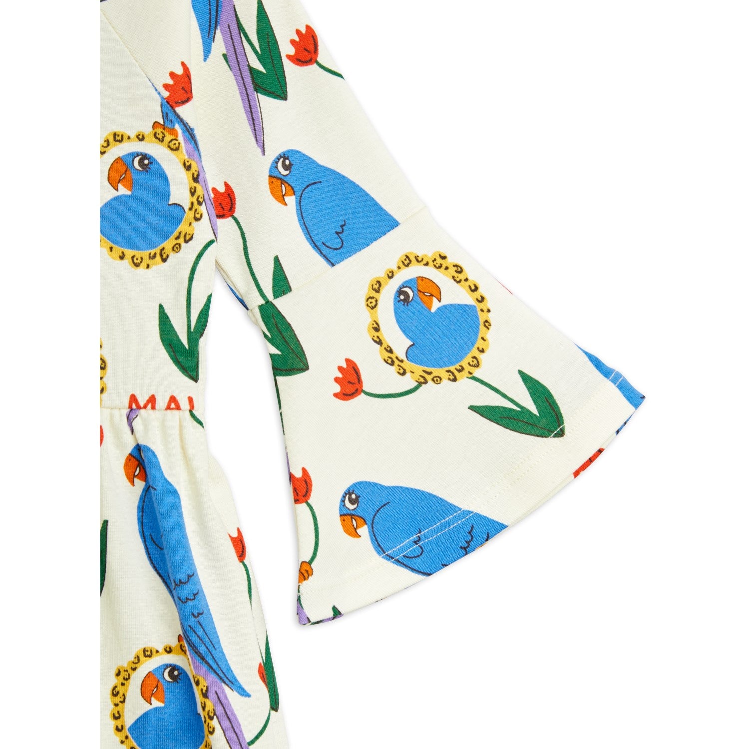 Mini Rodini Multi Parrots AOP Trumpet Sleeve Dress