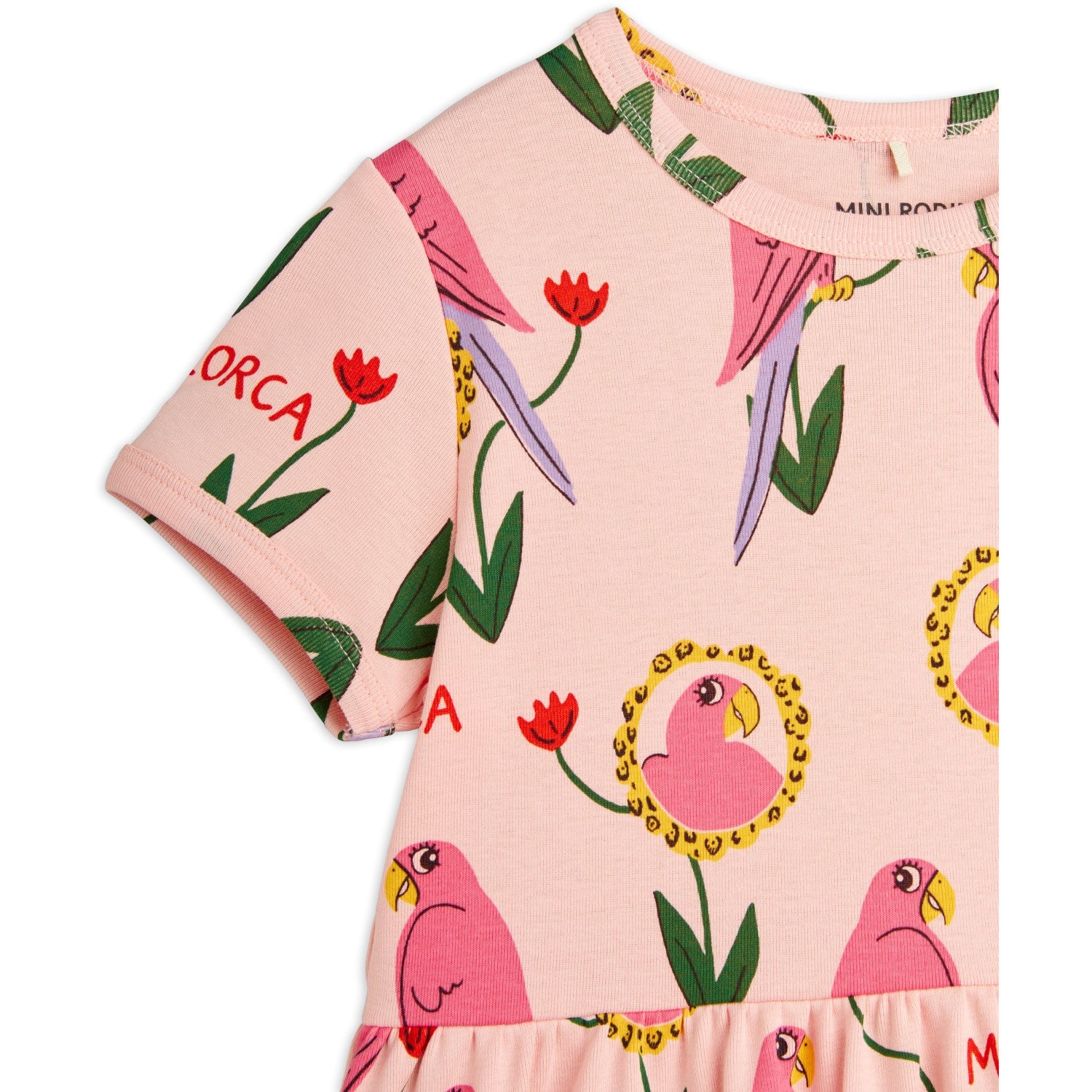 Mini Rodini Pink Parrots AOP Dress