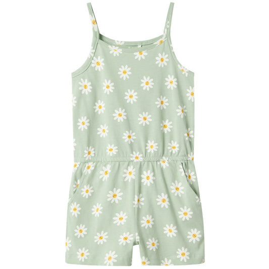 Name It Silt Green Daisy Flowers Vigga Strap Suit Noos