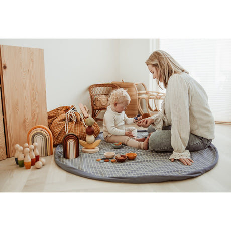 Play&Go Organic Grid Blue 2-in-1 Playmat