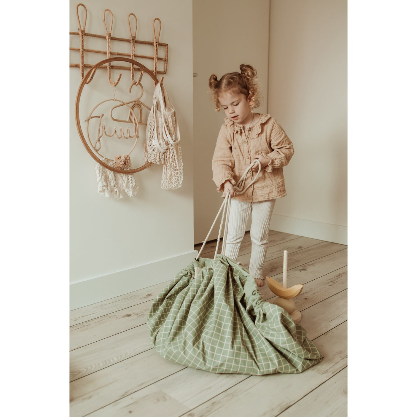 Play&Go Organic Grid Green 2-in-1 Playmat