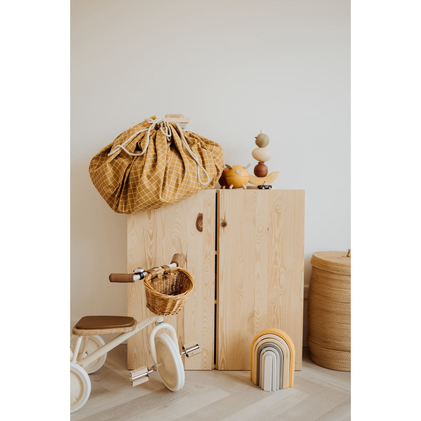 Play&Go Organic Grid Mustard 2-in-1 Playmat