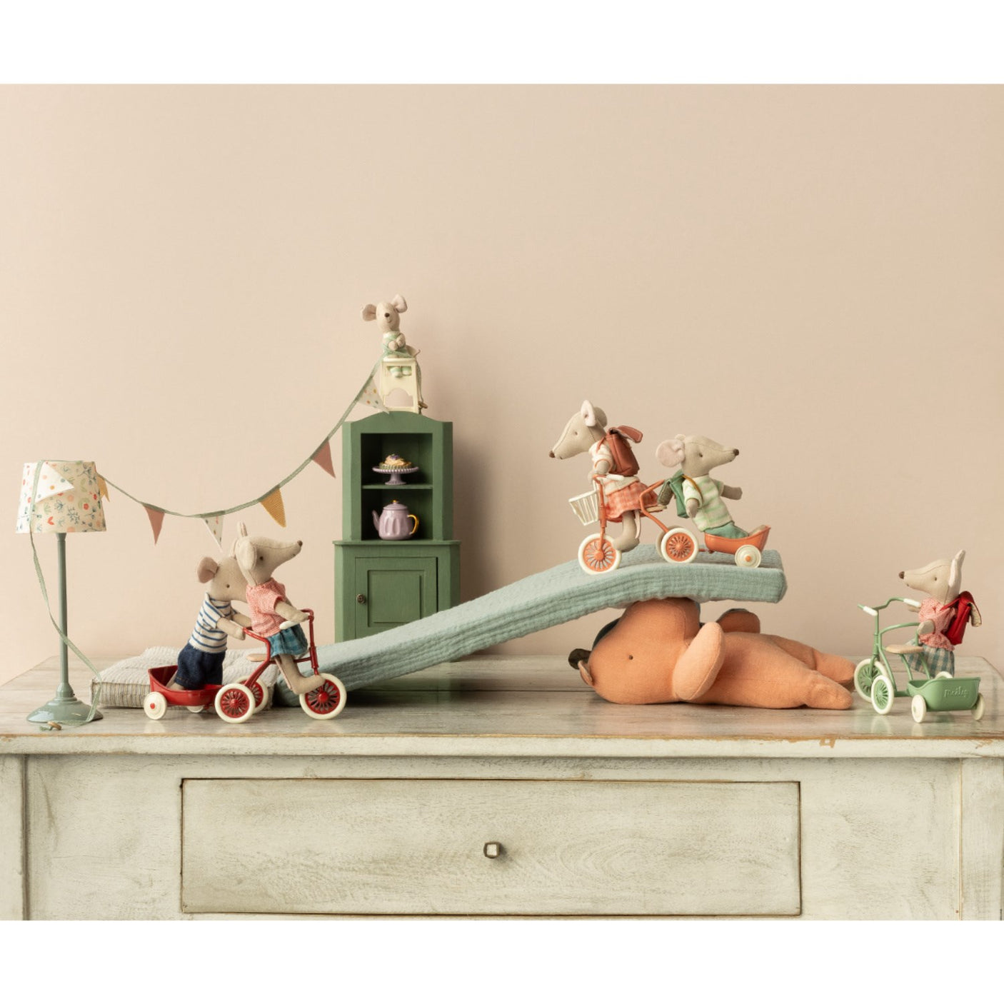 Maileg Bicycle Mouse, Big Sister - Coral