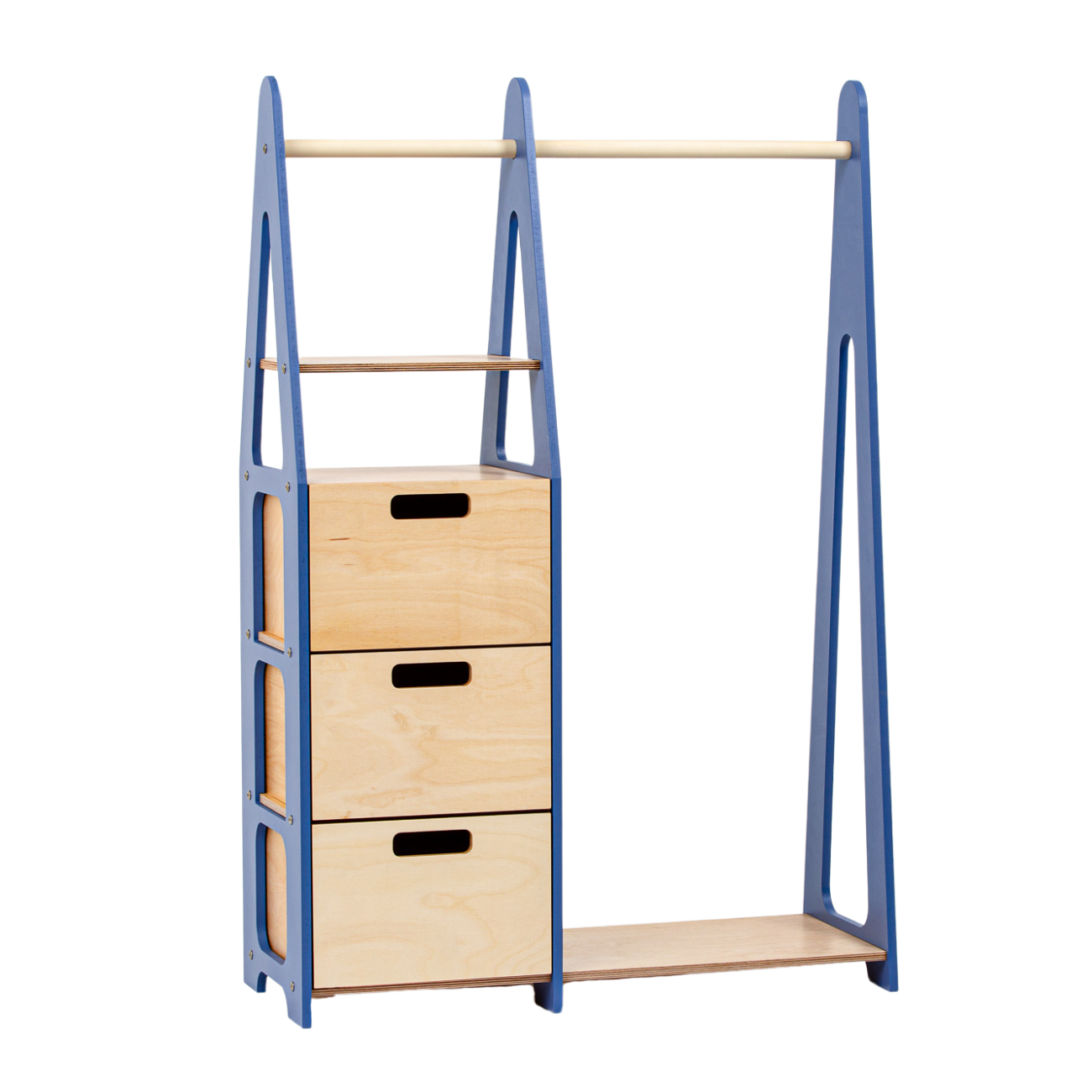 Duck Woodworks Children Wardrobe with Drawers Blue