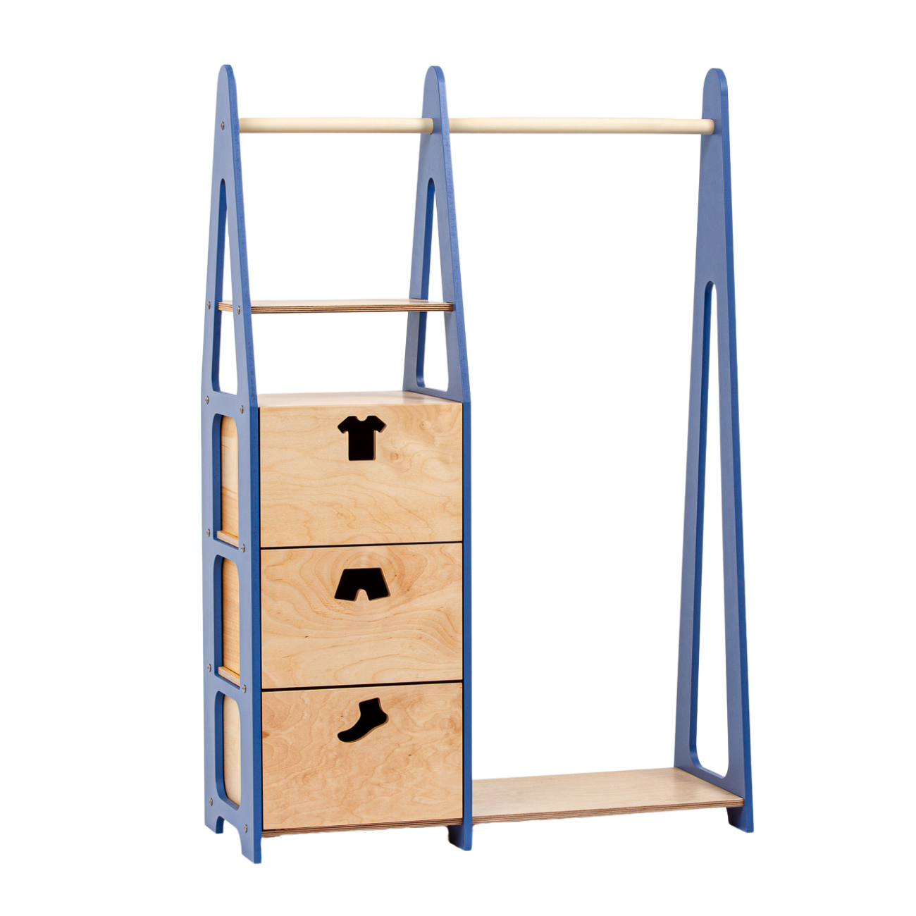 Duck Woodworks Children Wardrobe with Drawers Blue