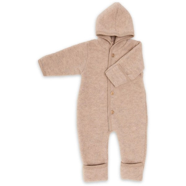Engel Hooded Overall With Wooden Buttons Sand Mélange