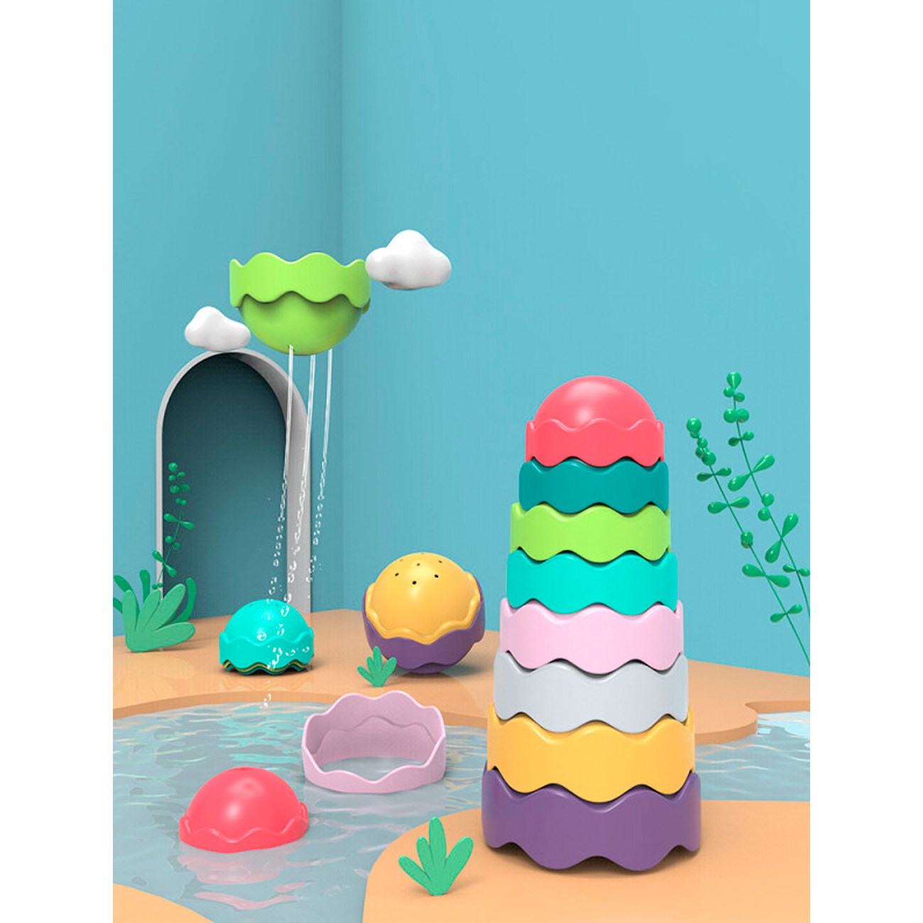 Happy baby stacking tower for the bath
