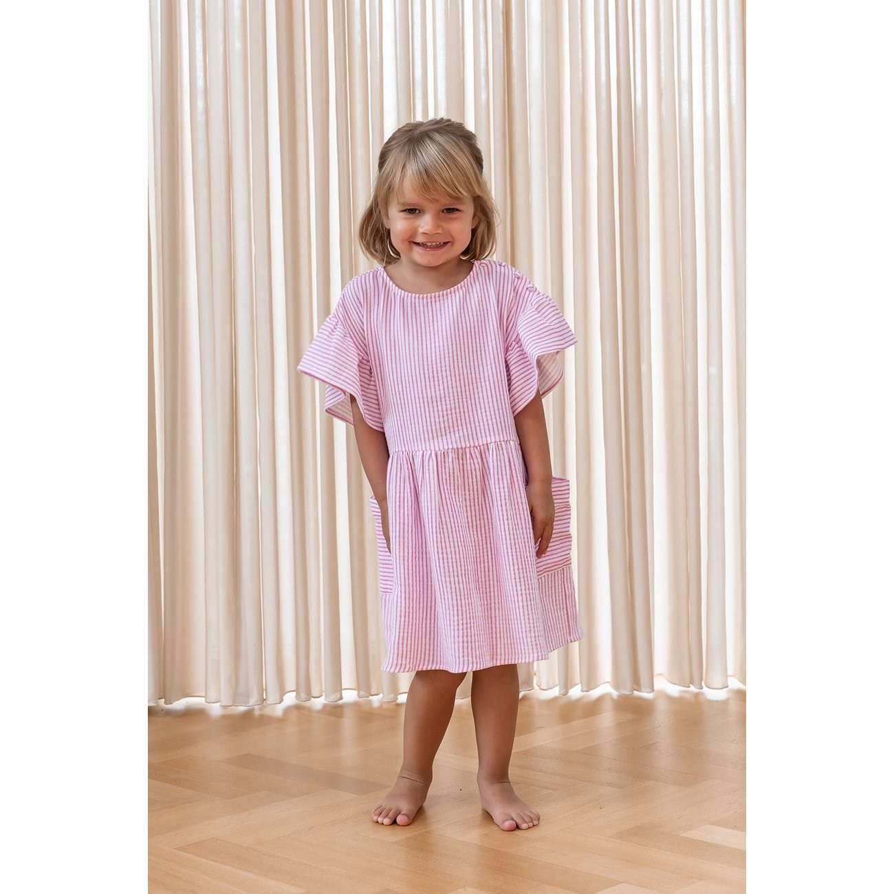 Fliink Cloud Dancer Pink Stripe Ciao Stripe Dress