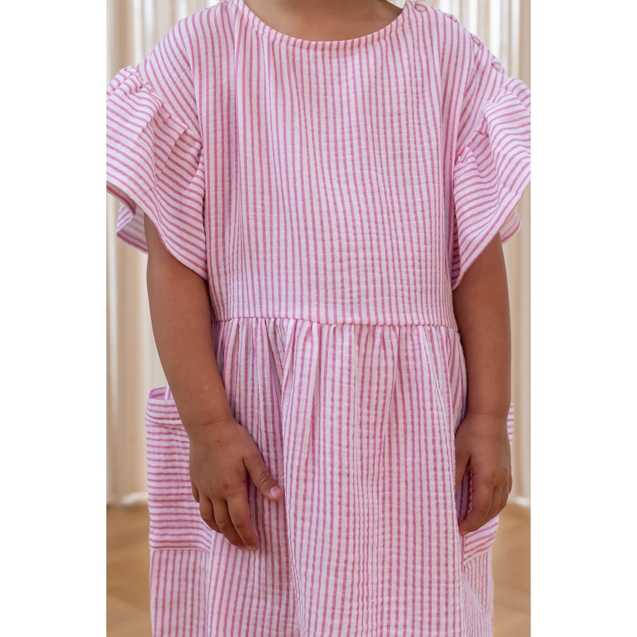 Fliink Cloud Dancer Pink Stripe Ciao Stripe Dress
