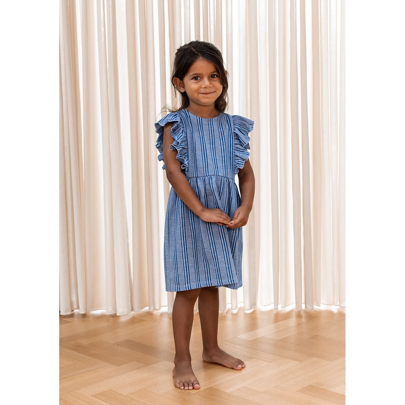Fliink Cloud Dancer Mazerine Blue Stripe Miro Dress