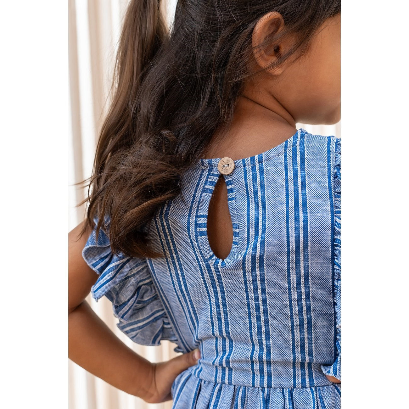 Fliink Cloud Dancer Mazerine Blue Stripe Miro Dress