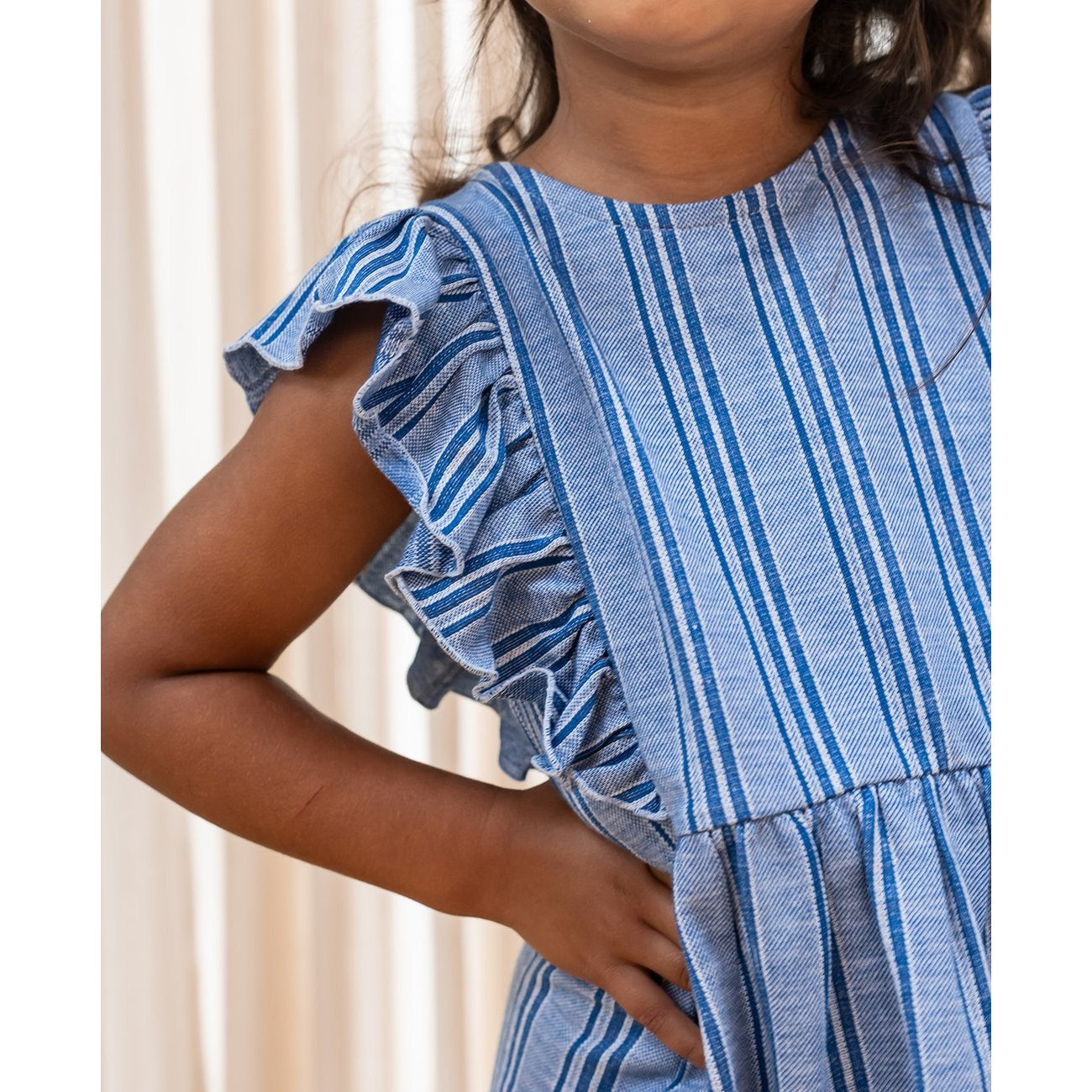 Fliink Cloud Dancer Mazerine Blue Stripe Miro Dress