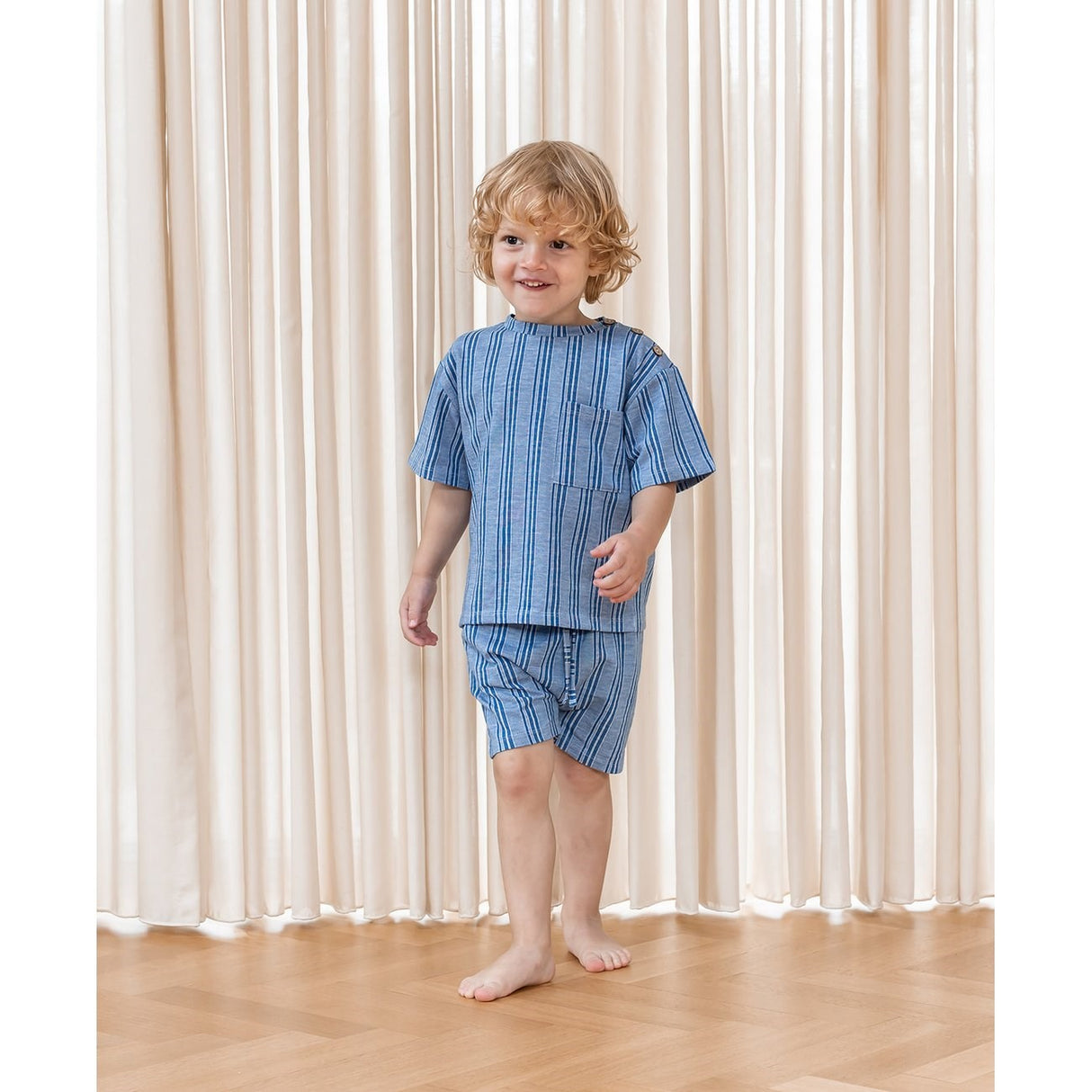 Fliink Cloud Dancer Mazerine Blue Stripe Miro T-Shirt