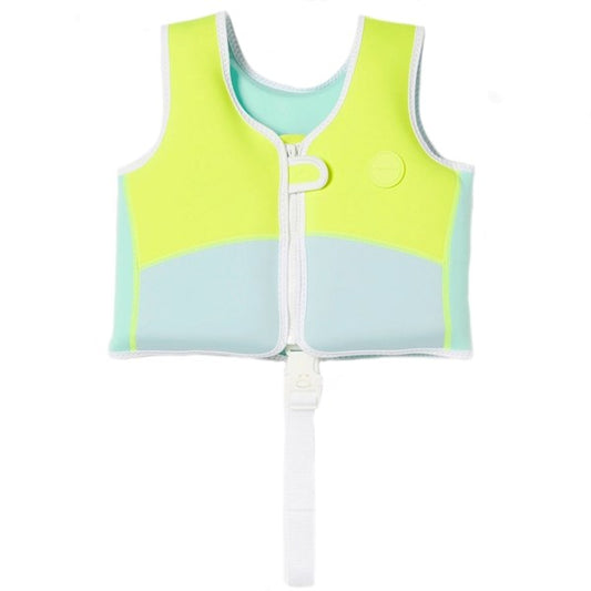 SunnyLife Swim Vest Salty the Shark Aqua Neon Yellow