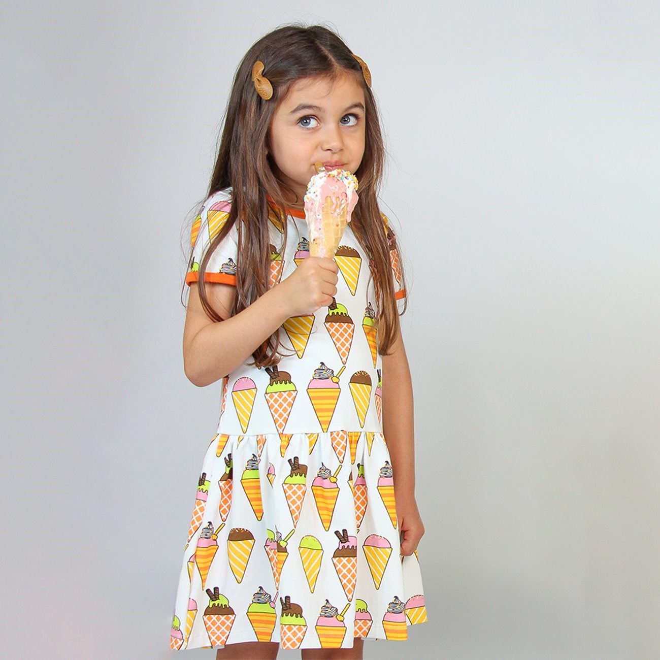 Småfolk Cream Short-Sleeved Dress With Ice Cream
