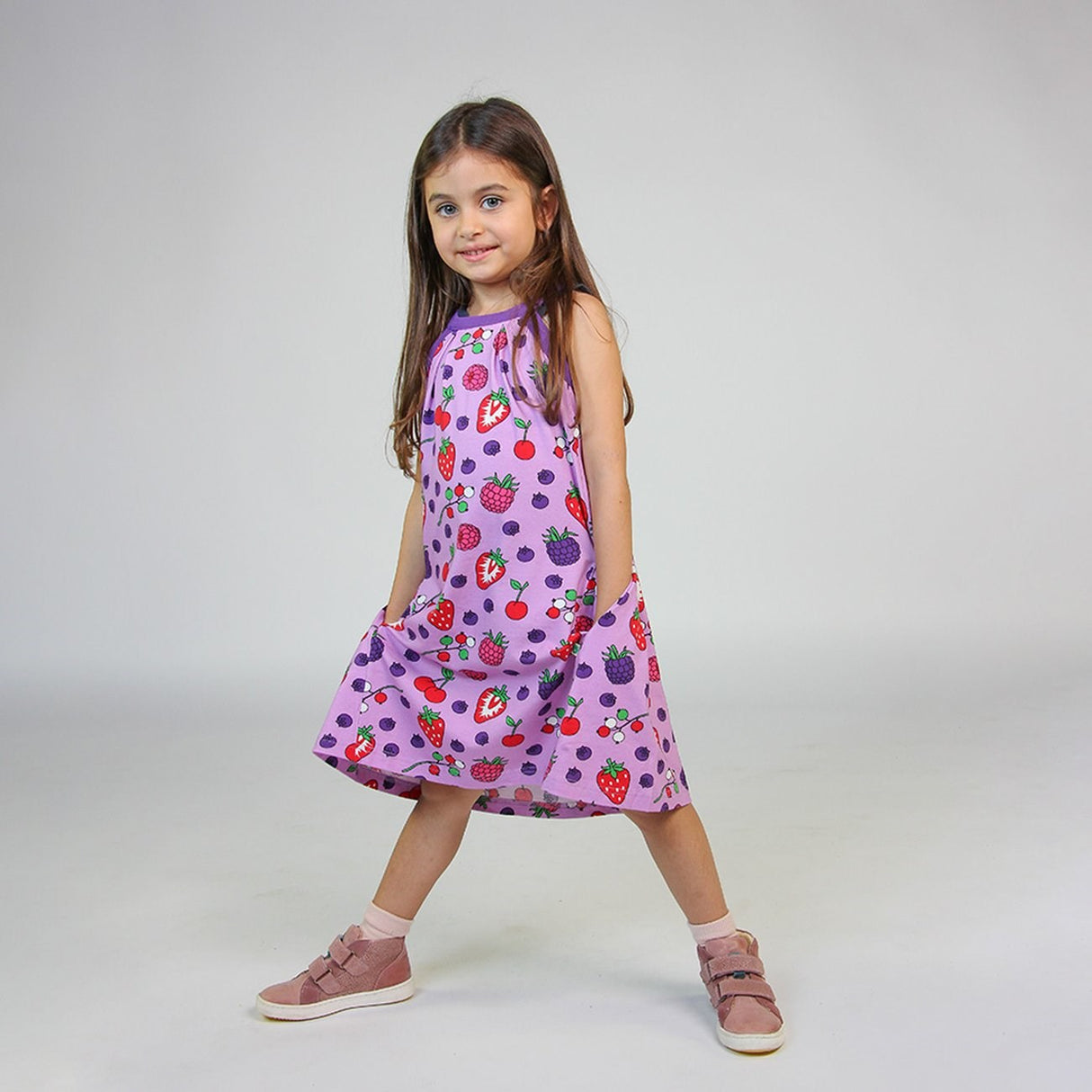 Småfolk Violet Tulle Sleeveless Dress With Berries