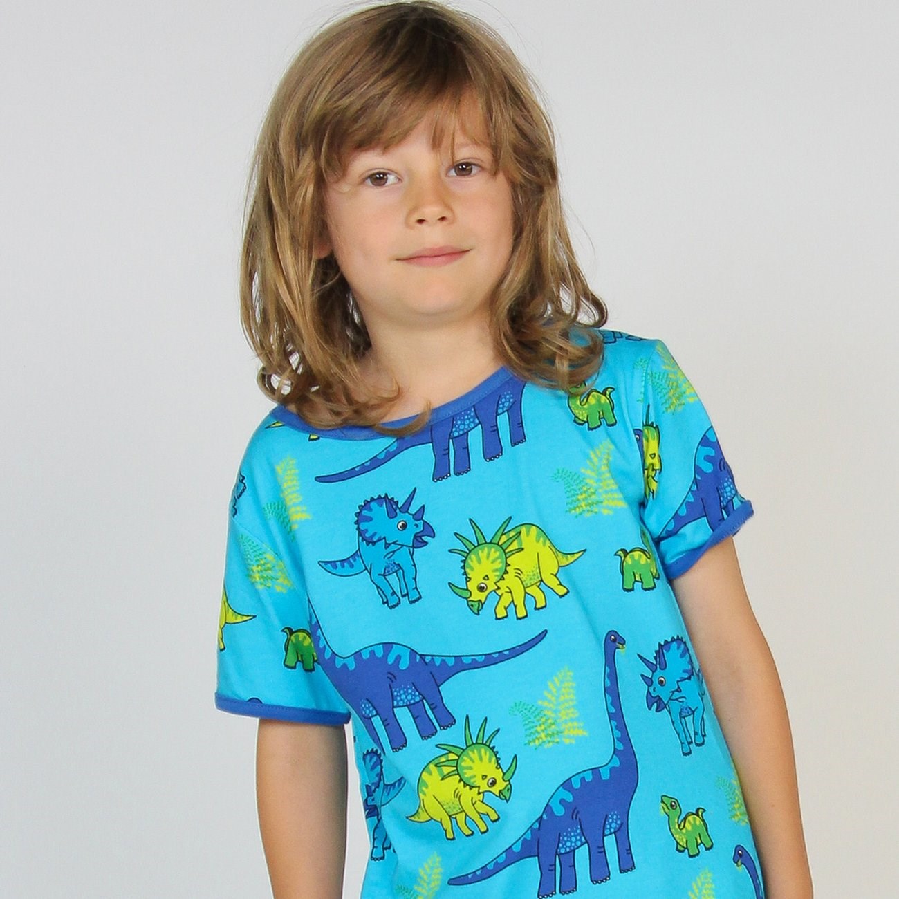 Småfolk Blue Atoll T-Shirt With Dinosaur