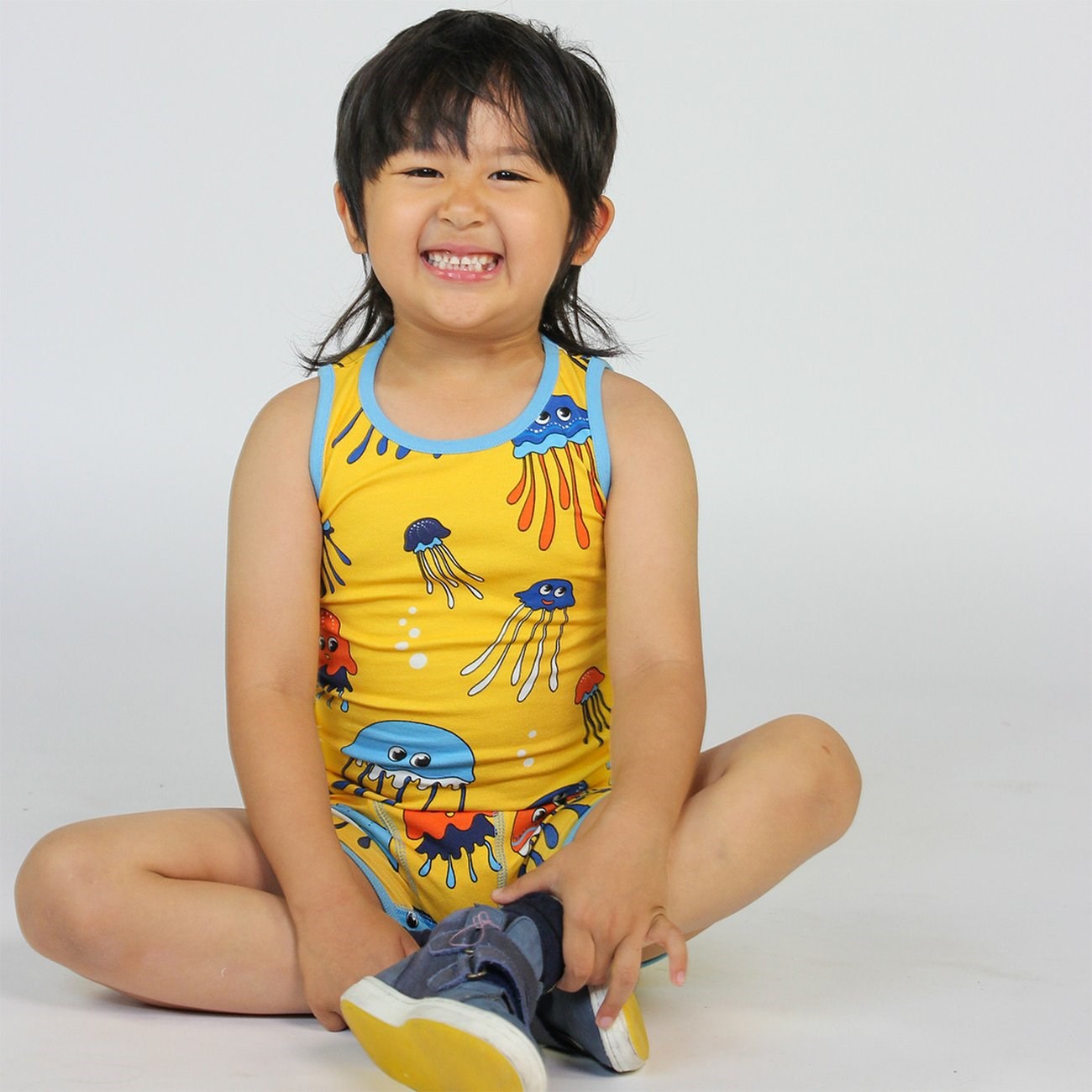 Småfolk Yellow Underwear Set With Mermaids