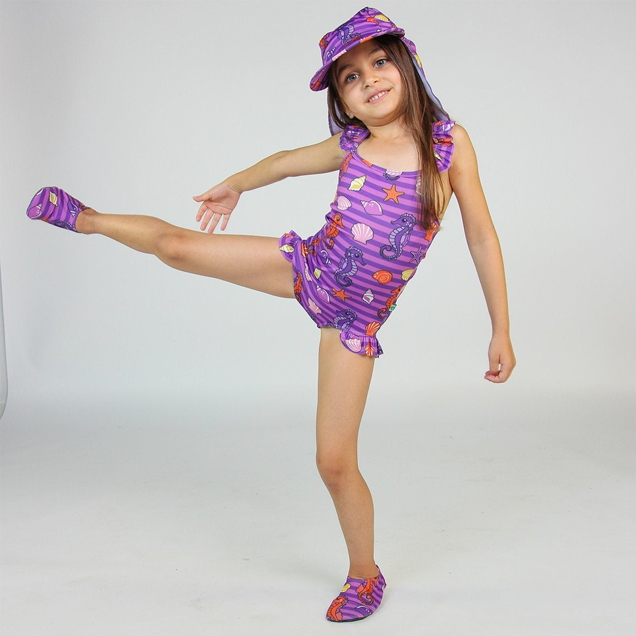 Småfolk Spring Pink UV50 Swimsuit With Seahorses