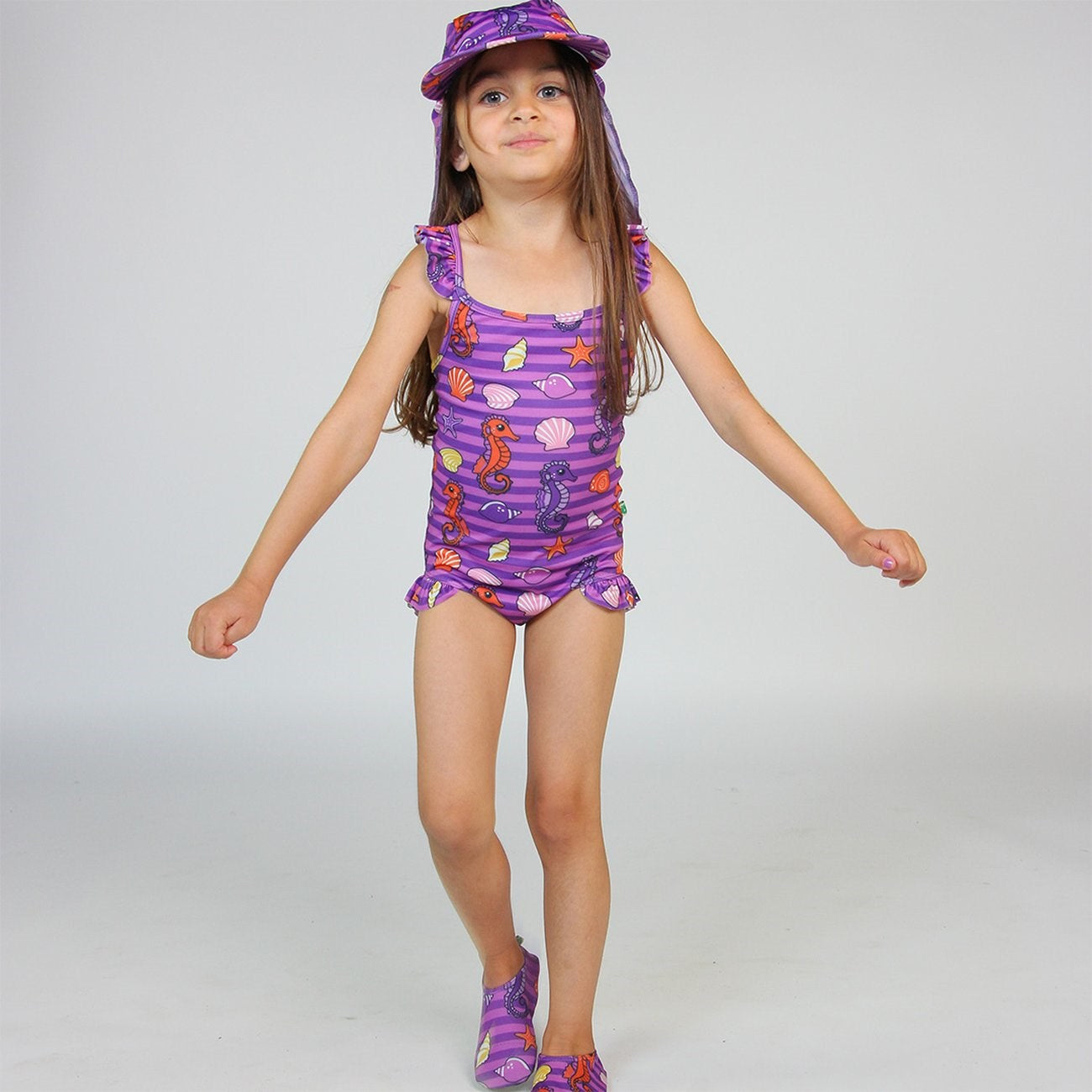 Småfolk Spring Pink UV50 Swimsuit With Seahorses