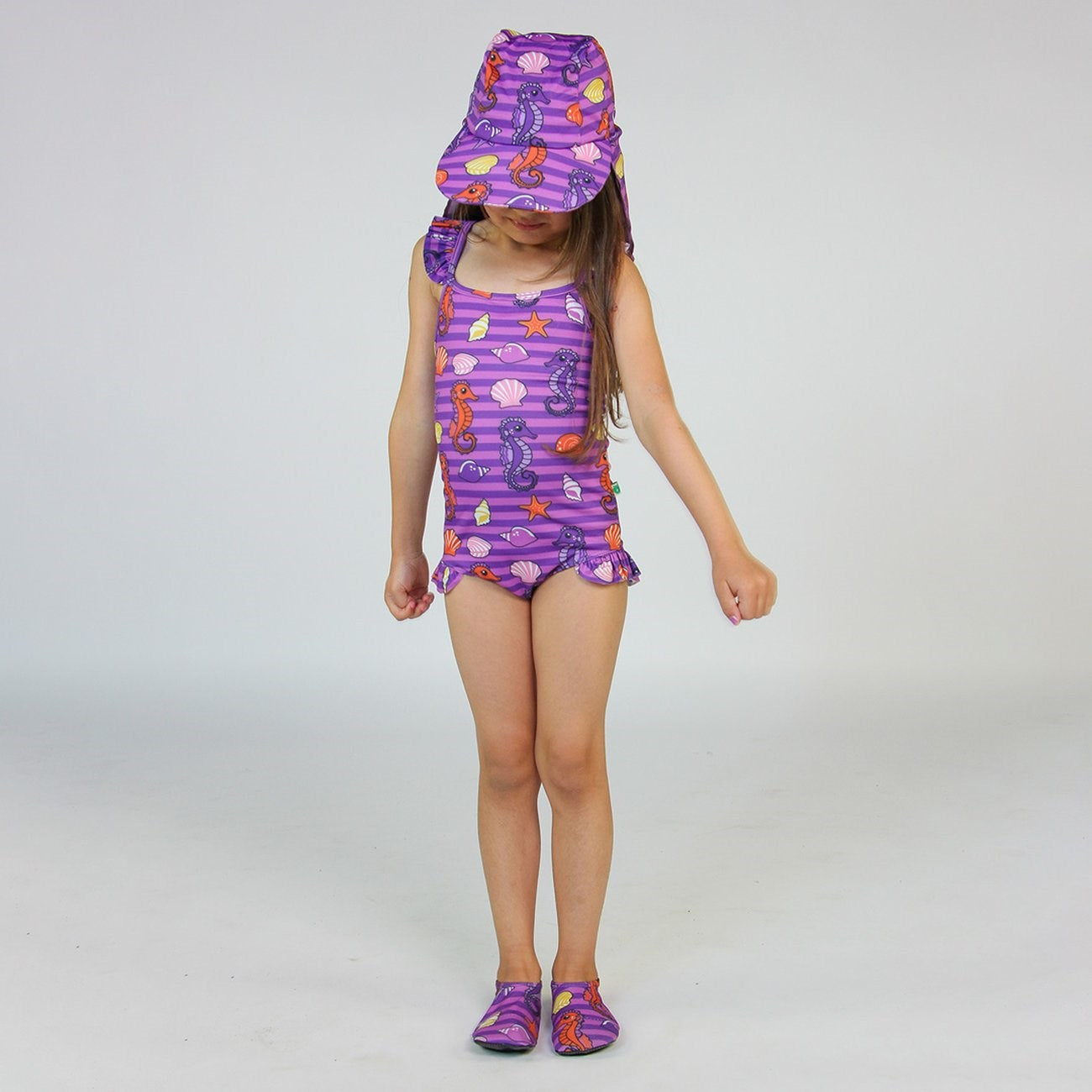 Småfolk Spring Pink UV50 Sun Hat With Seahorses