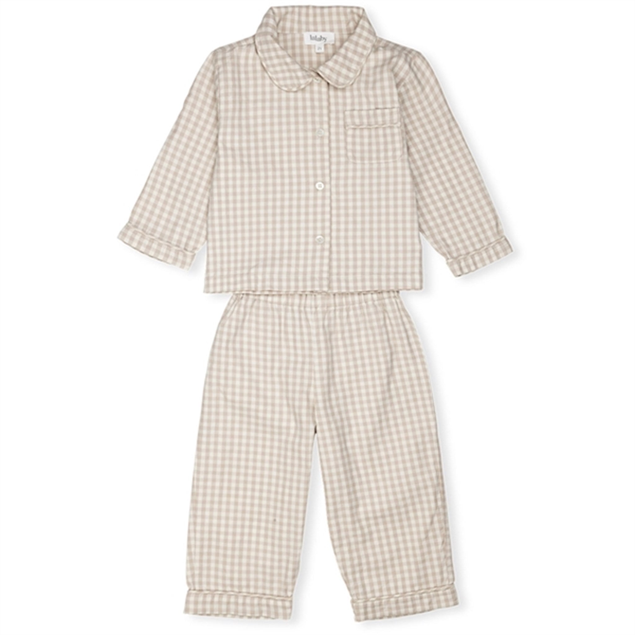 lalaby Beige Gingham Classic Pyjamas