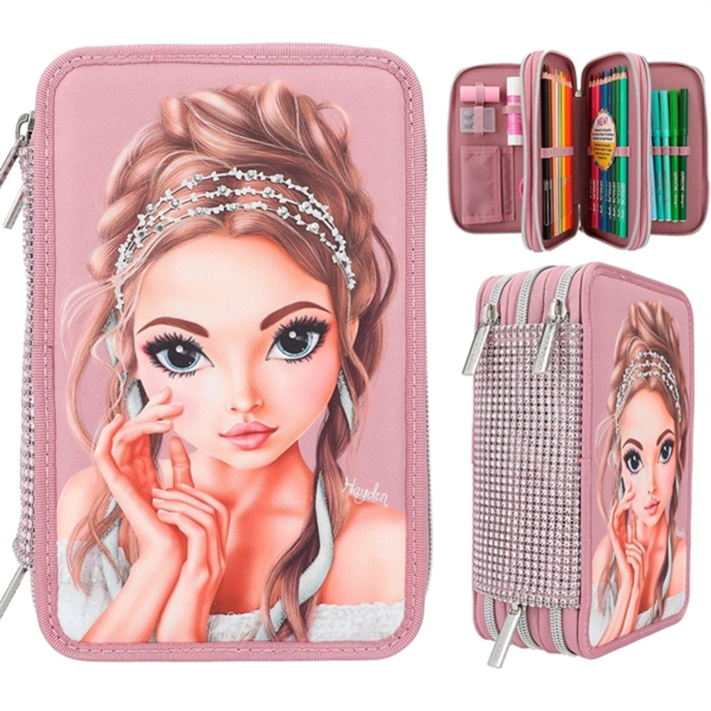 TOPModel Trippel Pencil Case Glitter Queen