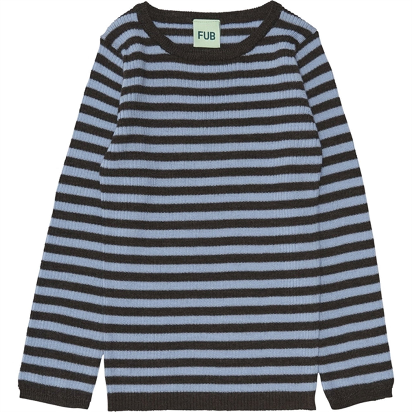 FUB Rib Blouse Chcoclate/Sky