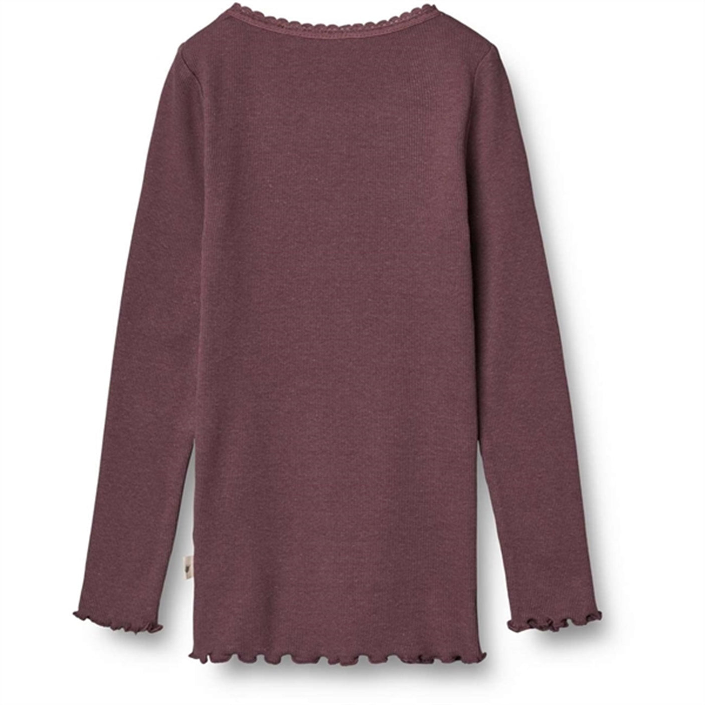 Wheat Soft Eggplant Rib Lace Blouse