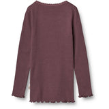 Wheat Soft Eggplant Rib Lace Blouse