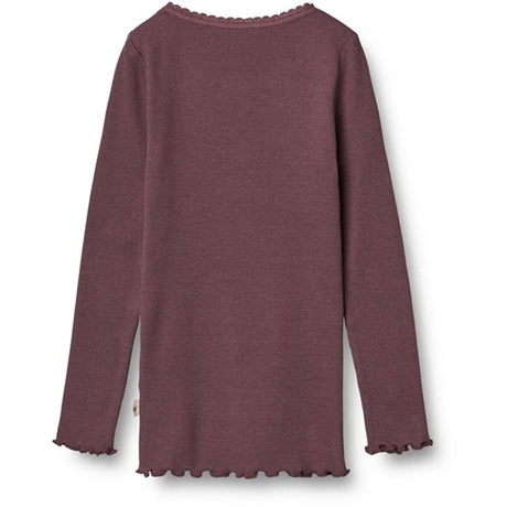Wheat Soft Eggplant Rib Lace Blouse