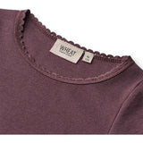 Wheat Soft Eggplant Rib Lace Blouse