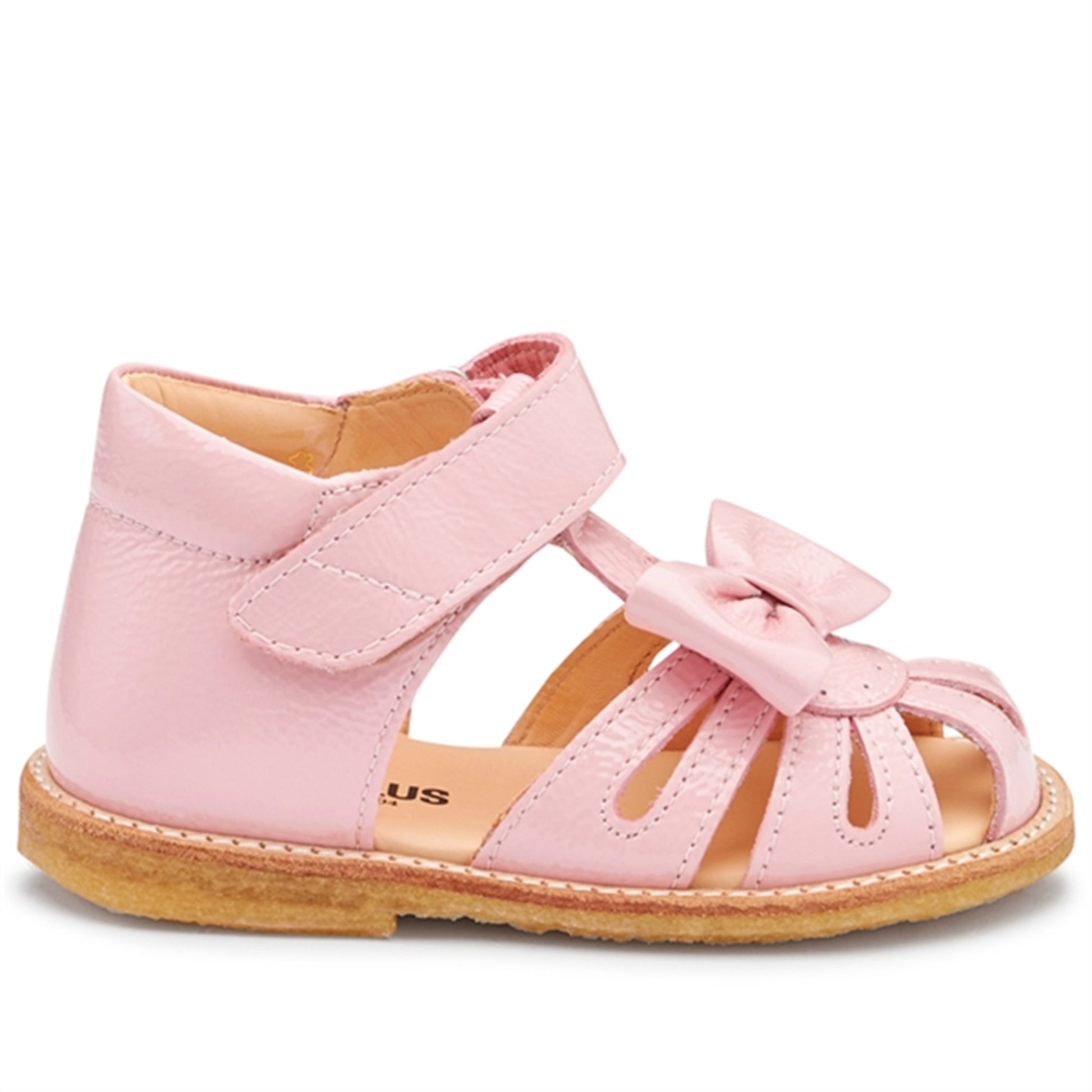 Angulus Starter Sandal W. Bow And Velcro Rose