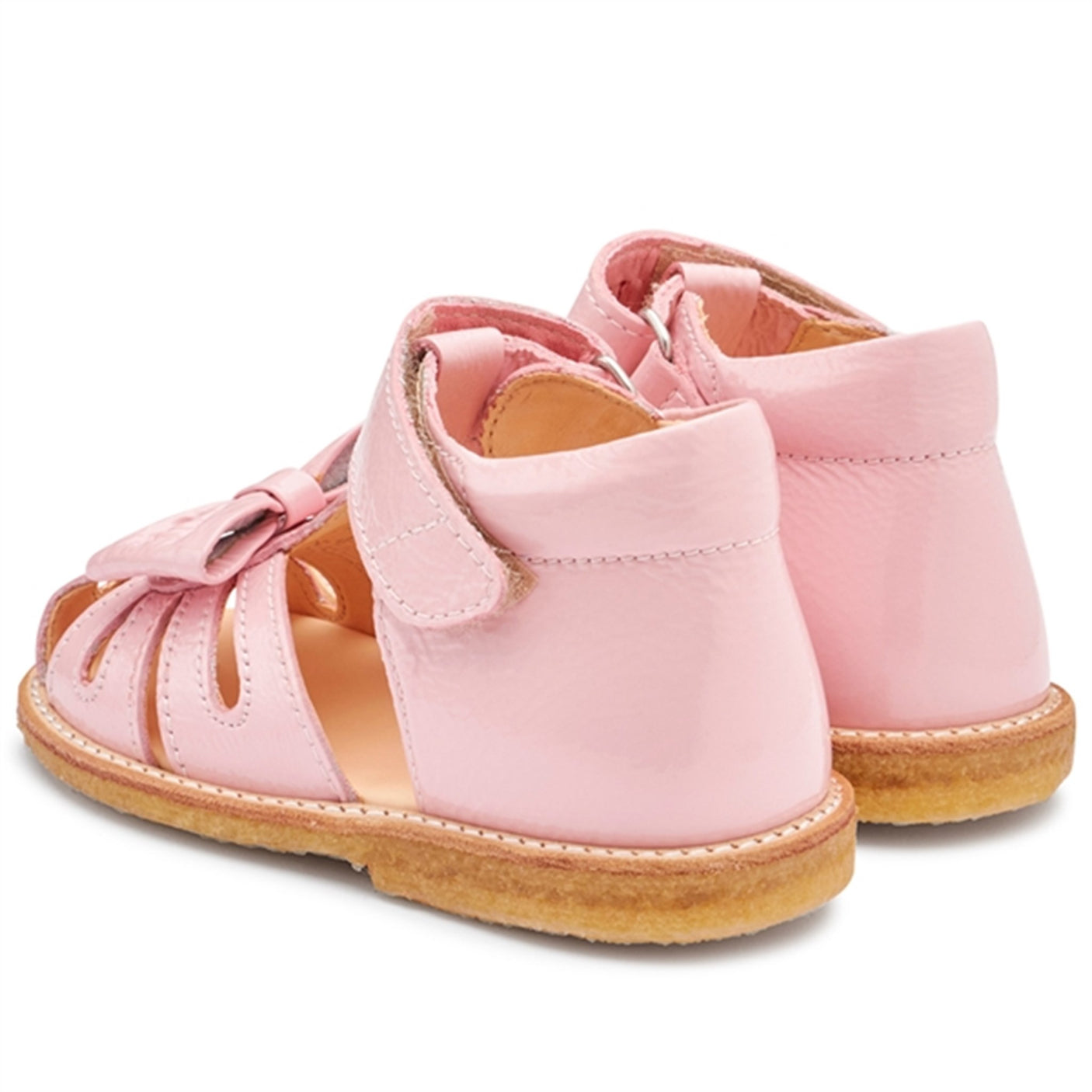 Angulus Starter Sandal W. Bow And Velcro Rose