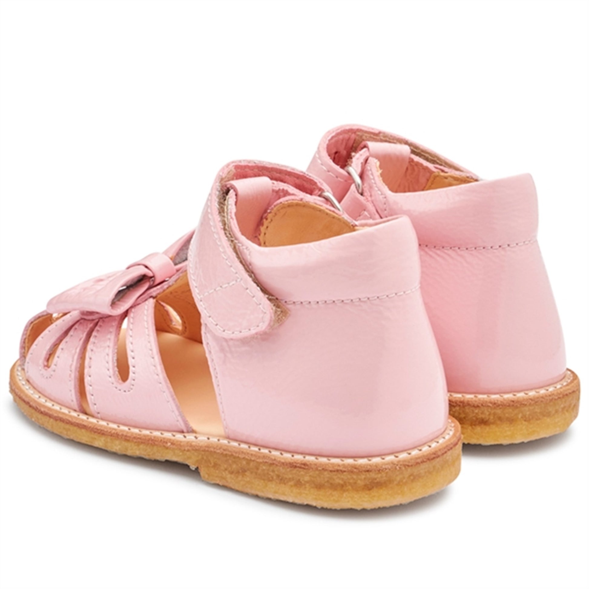 Angulus Starter Sandal W. Bow And Velcro Rose