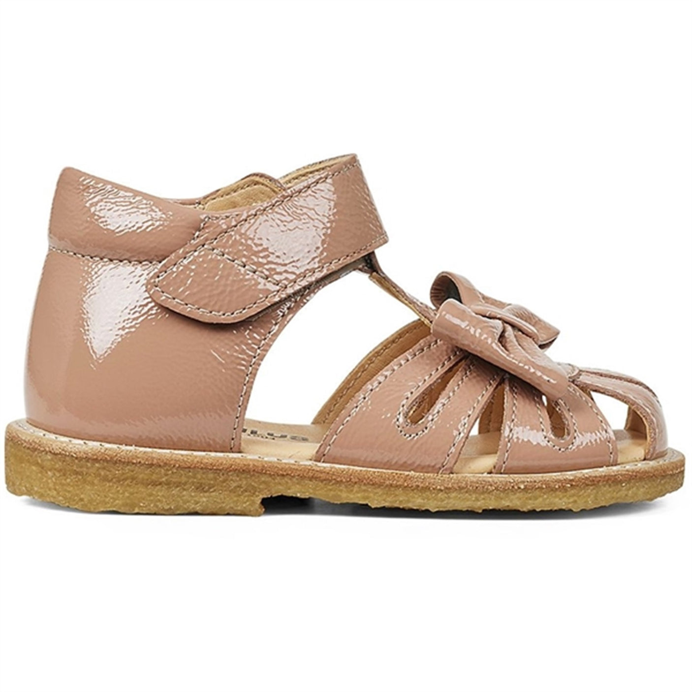 Angulus Starter Sandal W. Bow And Velcro Dark Peach