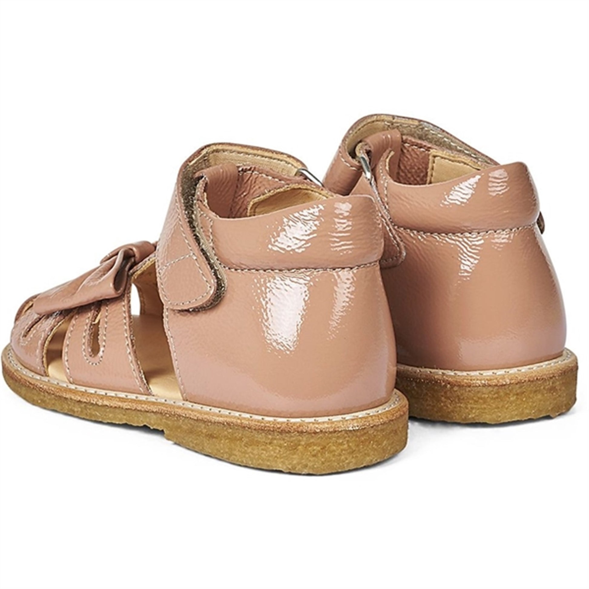 Angulus Starter Sandal W. Bow And Velcro Dark Peach