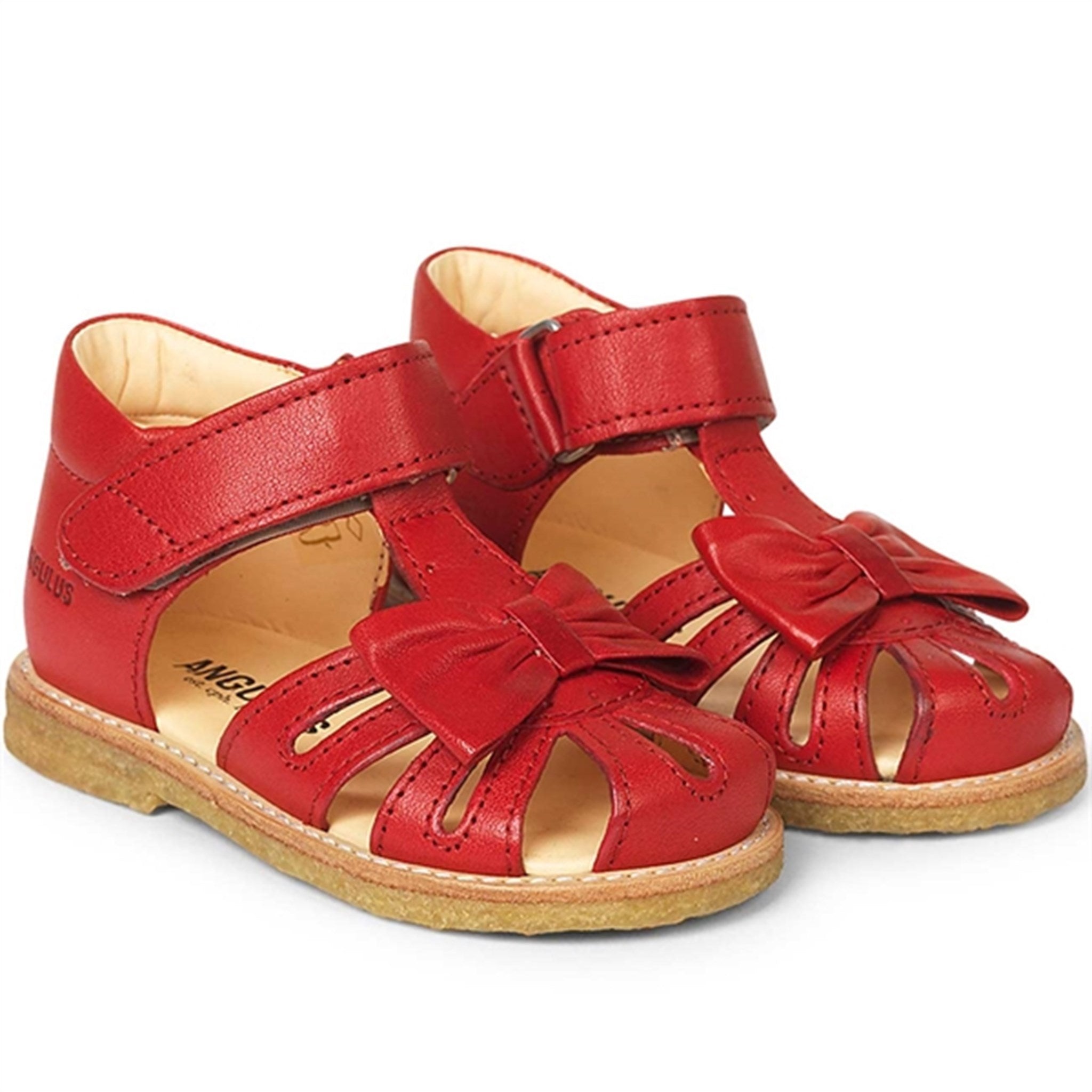 Angulus Starter Sandal w. Bow and Velcro Red