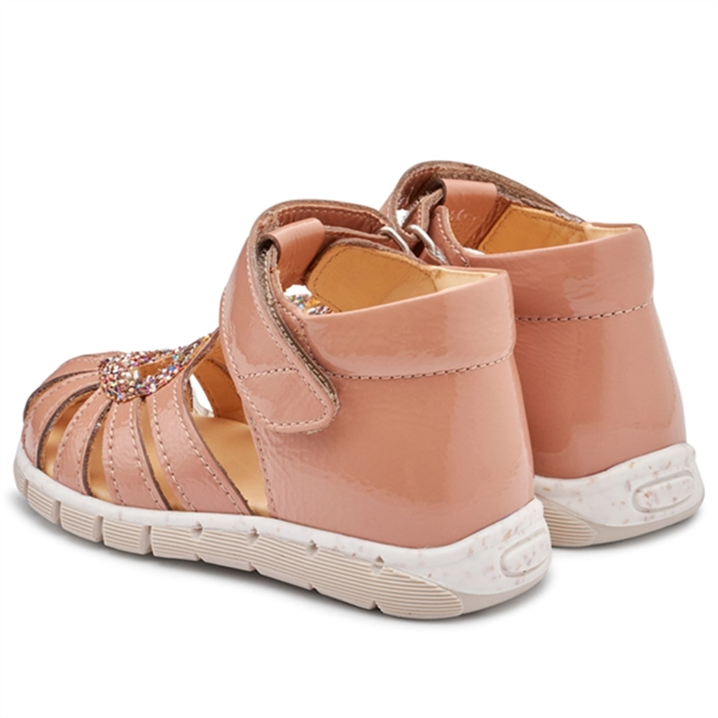 Angulus Starter Sandal W. Velcro Dark Peach/Multi Glitter