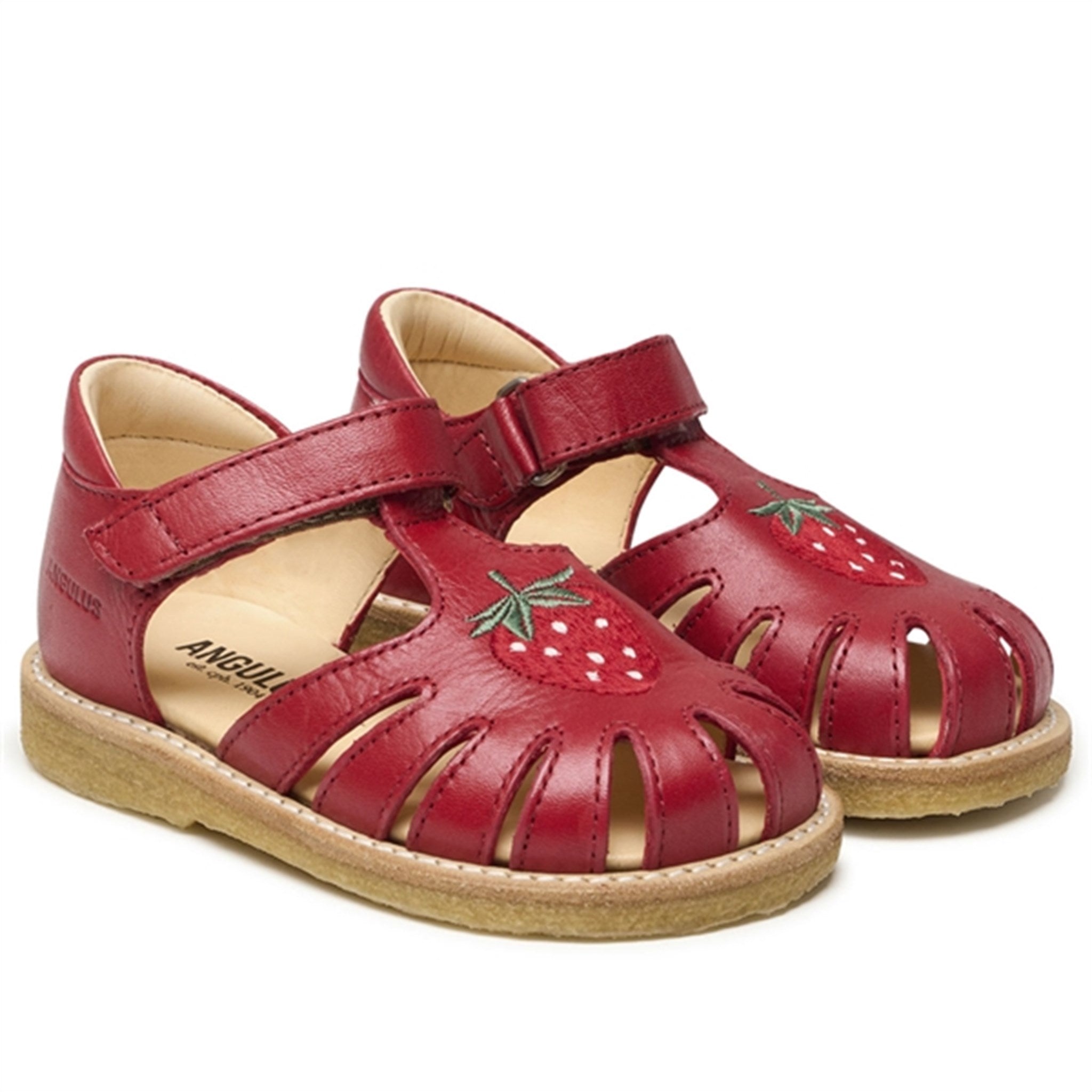 Angulus Sandal w. Strawberry and Velcro Red