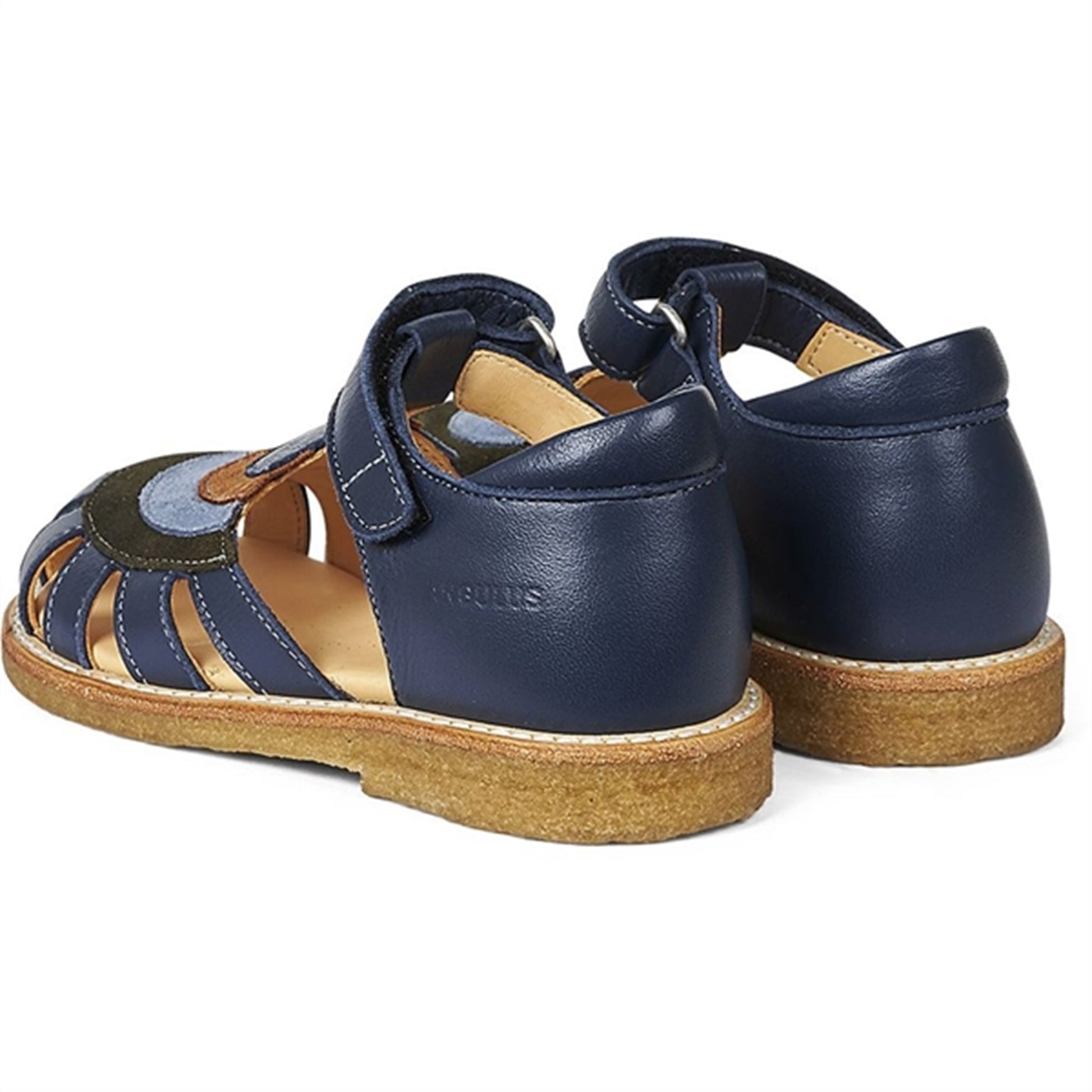 Angulus Sandal W. Rainbow And Velcro Navy/Dark Green/Blue/Cognac
