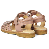 Angulus Sandal W. Velcro And Hearts Dark Peach
