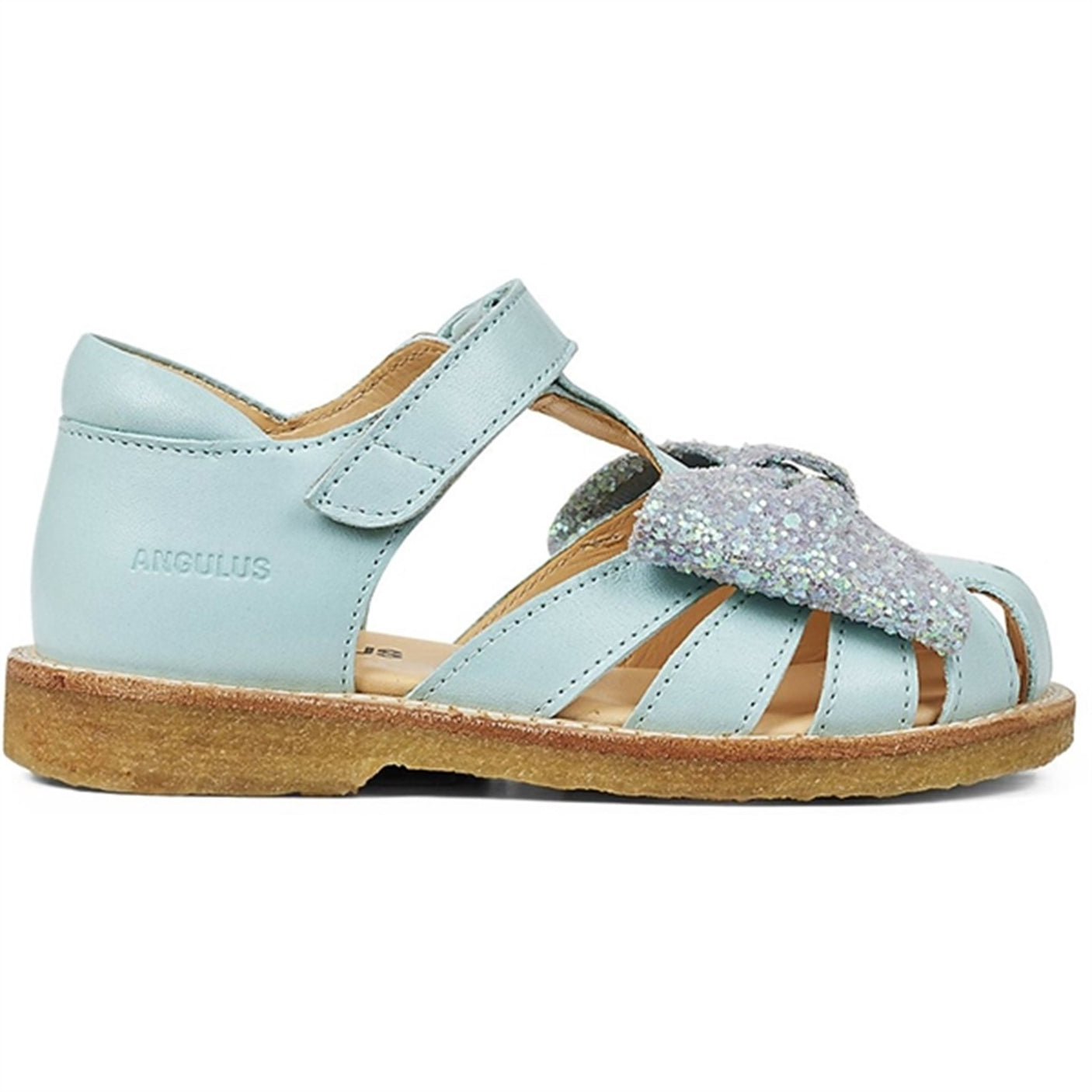 Angulus Sandal W. Bow And Velcro Mint/Mint Glitter