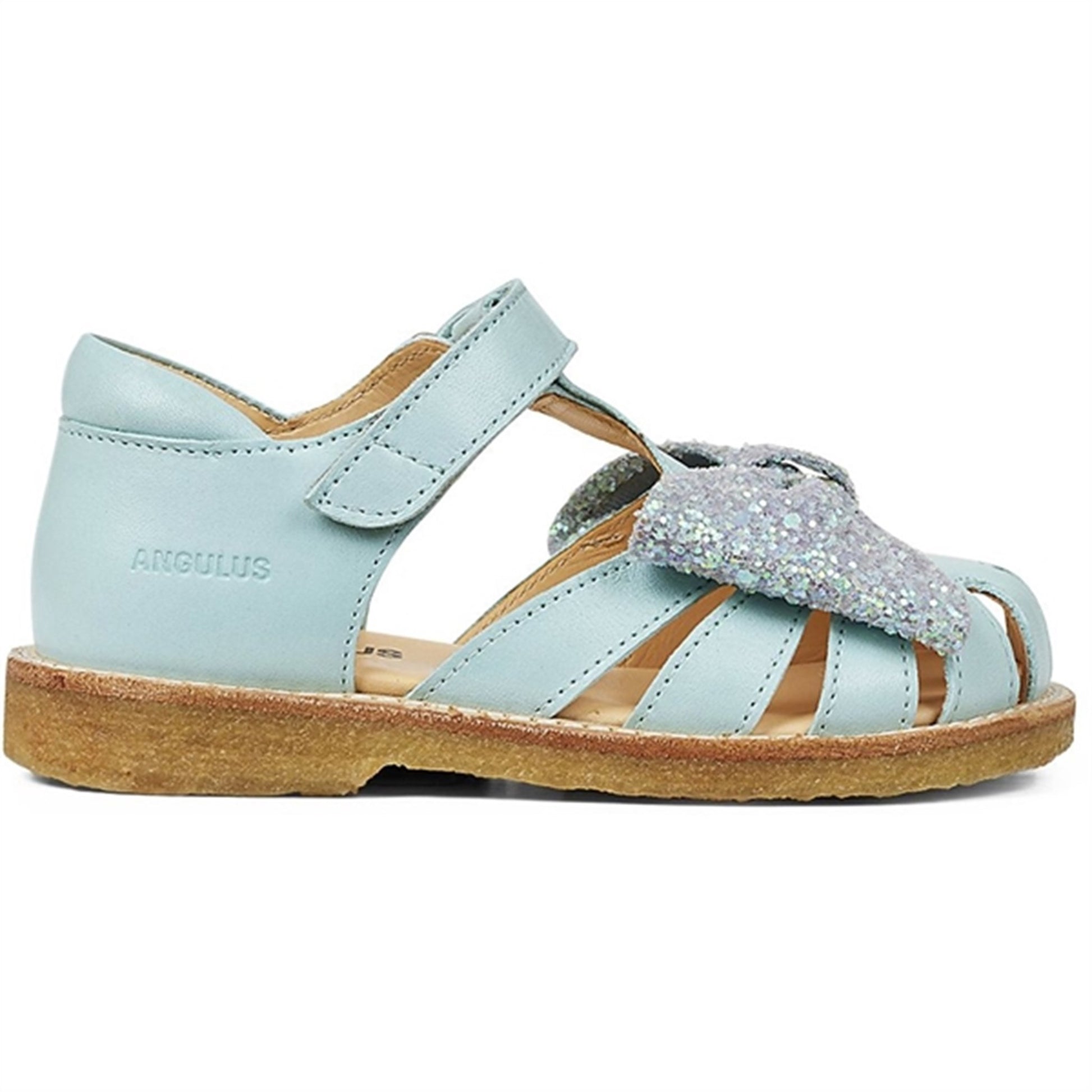 Angulus Sandal W. Bow And Velcro Mint/Mint Glitter