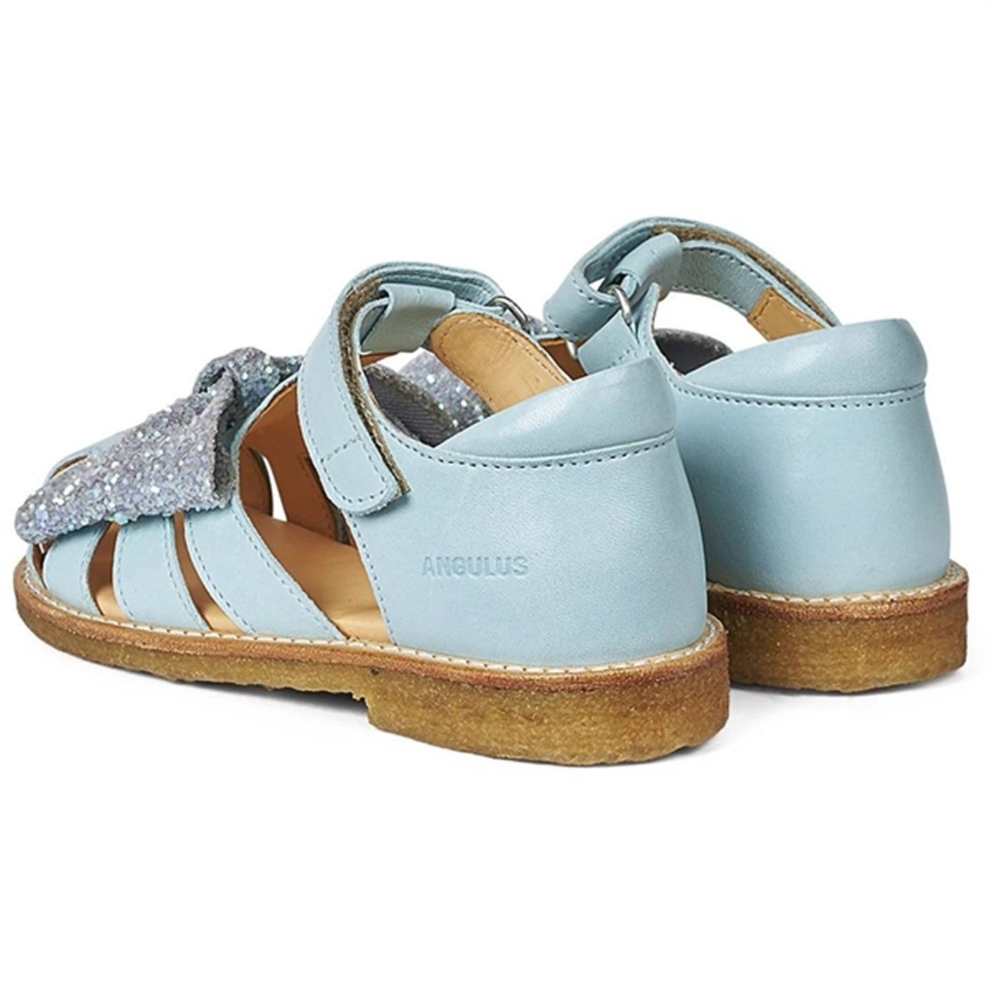 Angulus Sandal W. Bow And Velcro Mint/Mint Glitter