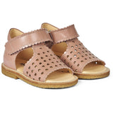 Angulus Starter Sandal W. Velcro And Hearts Dark Peach