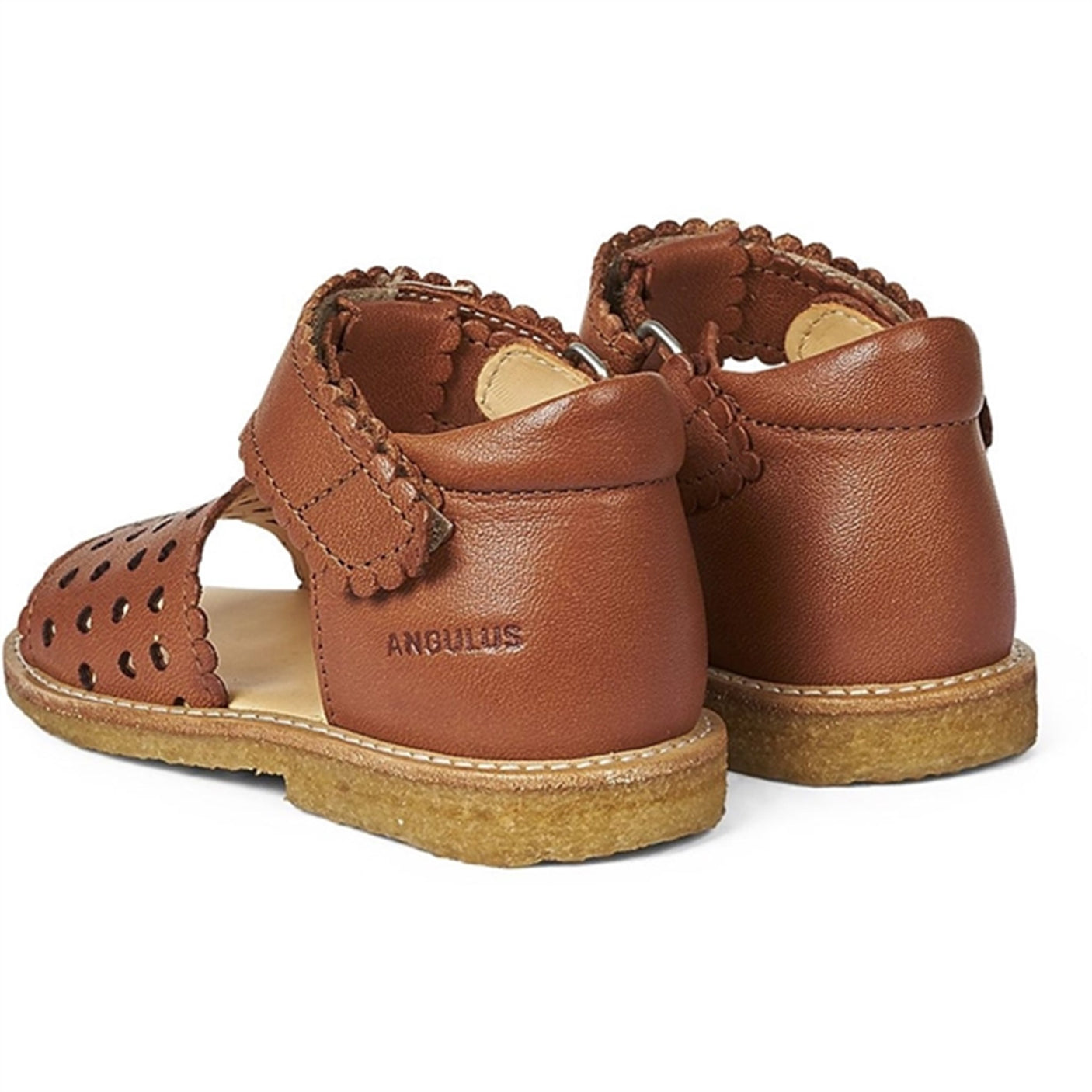 Angulus Starter Sandal W. Velcro And Hearts Cognac
