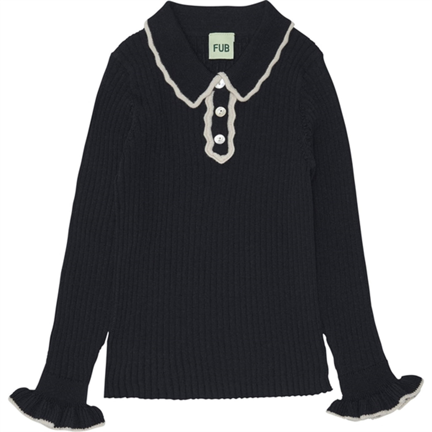 FUB Rib Blouse Dark Navy